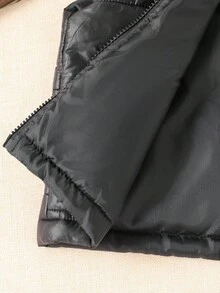 SHEIN 1pc Young Boy Kids Casual Solid Black Sleeveless Thick Hooded Vest, New Autumn/Winter Back To School - Black - View 3