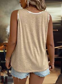 EMERY ROSE Top de tirantes para mujer de talla grande con cuello redondo para verano - Albaricoque - Ver 2