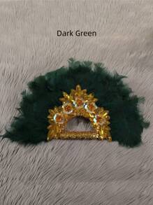 SHEIN 1 Afro-Style Feather Fan, An Elegant Bridal Look For Costumes, Dance Performances, Tea Parties And Wedding Decorations