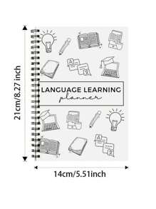 SHEIN 1 件 47 页成人语言学习计划本 - 词汇和语法整理器，包含每周/每月日志、语法检查表、思维导图、写作提示和颜色编码标签 - 全面的语言习得笔记本，用于有效的学习习惯和进度跟踪，语言学习工具 | 引人入胜的设计 | 优质纸质材料，语言学习笔记本