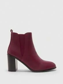CUCCOO BIZCHIC Women's Fashion Versatile Minimalist High Heel Ankle Boots - Burgundy - View 2