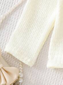 Girls' Pink Knitted Cardigan With Bow, Long Sleeve - Pink - View 5