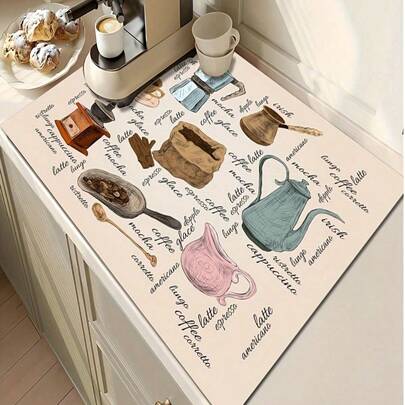 SHEIN 1 tấm lót pha cà phê & tấm lót khay, tấm bảo vệ mặt bàn bếp, tấm chống trượt, tấm lót máy pha cà phê.