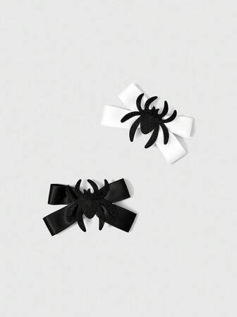 Grunge Punk 2 pezzi Fermagli per capelli stile punk con design a ragno e fiocco, fermagli per capelli in alligatore di alta qualità, accessori per capelli di moda unici per Ognissanti