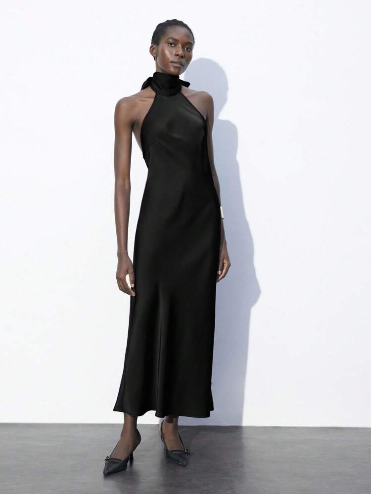 SHEIN Maija Women's Sleeveless Backless Solid Color Dress, Modern Urban Elegant Design, Sexy Elegant, Suitable For Summer, Valentine's Day,Autumn Outfits For Women, Christmas Women's Clothing,Party Dress  St Patrick's Day Women Easter Summer Outfits Easter Dress Women Party Top Beach Dress Summer Holiday Outfits Each Vacation Outfits For Women  Summer Outfit For Women Going Out Outfits Graduation Graduation Outfit  Casual Dresses  Casual Blouses For Women