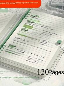 SHEIN 120 Pages A5 Clear Softcover Bulk Notebook With Perforated Pages, Removable Spiral, Waterproof Design - Great For Everyday Office Supplies And Minimalist Style, Perfect Gift For Music Lovers, Music Notebook | Minimalist Notebook | Waterproof Notebook