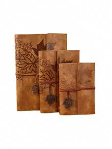 SHEIN Vintage Leather Travelers Notebook Refillable Journal With Tie Closure Buckle Memory Keeper Adventure Journaling Acid Free Paper Wanderlust Diary Expandable Pockets - Multicolor - View 7