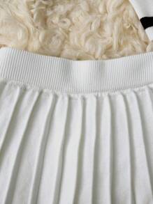 Franclia 2pcs/Set Spring New American Style Slim Fit Versatile Polo Shirt & Pleated Skirt Sweater Set For Women Fall Winter Cloth For Women - Black and White - View 4