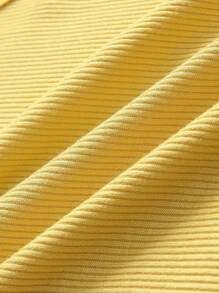 Plus Size Women Daisy Embroidery Casual Round Neck Tank Top - Yellow - View 6