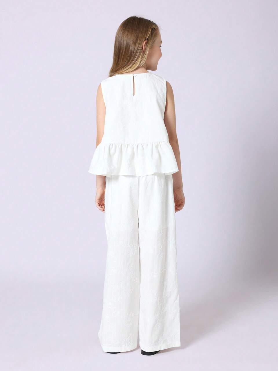 Sleeveless Peplum Top With Wide Leg Pants Set