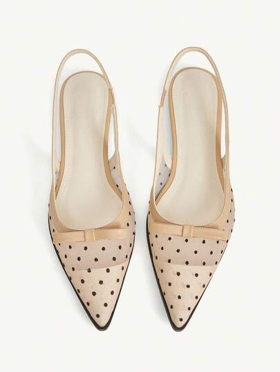 CUCCOO CHICEST Bailarinas de punta femeninas con diseño de lunares y lazo, elegantes, dulces, cómodas, de malla, versátiles, adecuadas para el té de la tarde, citas, el trabajo