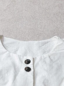 Franclia 2pcs/Set Casual Cotton Linen Vest And Pants Suit All White A E - White - View 6