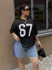 Dripcurv Pantaloni scurți skinny din denim pentru femei, mărime plus, casual, de vară, la modă, cu ciucuri, decorați cu ciucuri - Albastru - Vizualizare 4