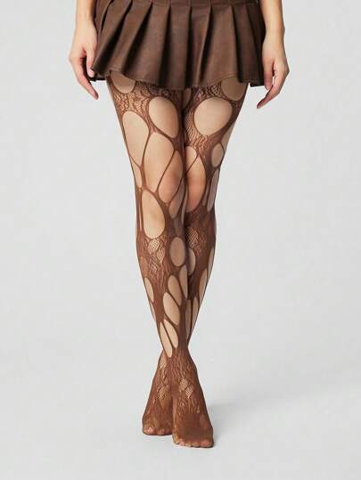 Goth 1 Pair Women's Punk Style Fishnet Socks, Suitable For All Seasons