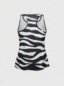 ROMWE Avant Áo ba lỗ rộng rãi họa tiết sọc ngựa vằn và ngôi sao Harajuku Y2K - Xám - Xem 2