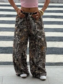 Muchica Ladies Autumn New Fashion Camouflage Print Wide-Leg Pants, Suitable For Daily Street Wear - Multicolor - View 4