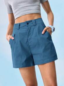 In My Nature 女士户外徒步露营运动城市通勤短裤速干短裤女式短裤女式露营女式蓝色短裤女式徒步短裤女式户外短裤