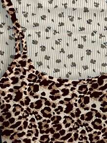 SHEIN Teen Girls Casual Leopard Print Camisole Tank Top, Sleeveless Snug Fit Summer Shirt