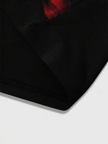 PAVTROS Áo thun nam cổ tròn tay ngắn in họa tiết màu tương phản Manfinity Streetrush Y2k màu đen, tiệc Halloween, thời trang đường phố - màu đen - Xem 3