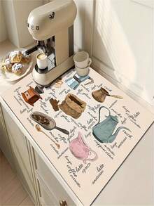 SHEIN 1PC Coffee Mat & Tray Drying Mat, Kitchen Countertop Protector Pad, Anti-Slip Pad, Coffee Maker Mat