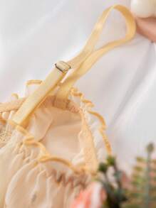 2 件装女童青春期前甜美紫色和杏色组合褶边吊带背心（无衬垫） - 彩色 - 查看 5