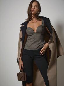 COSMINA Ärmellose sexy Bluse mit Karomuster und Geldmotiv für Frauen, Homecoming, Lehrerin, Business Casual - Verschiedenfarbig - Übersicht 3