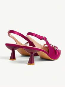 CUCCOO CHICEST Women's Pointed Toe Cutout Buckle Strap Mid Heel Pumps, Elegant Commuter Minimalist Purple-Red Slip-On High Heels, Suitable For Work, Date, Afternoon Tea, Christmas, Thanksgiving - Burgundy - View 12