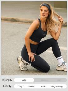 GLOWMODE X Harry Potter FeatherFit™ 柔软弹力吸汗提胸接缝短款可拆卸罩杯工字背心低冲击瑜伽普拉提工作室健身房日常运动服 - 深灰色 - 查看 5