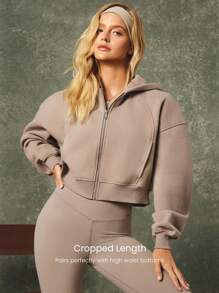 GLOWMODE X 哈利波特日常羊毛霍格沃茨柔软保暖轻盈宽松短款连帽卫衣日常休闲装 - 卡其色 - 查看 4