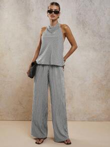 COSMINA 女士优雅度假条纹露背两件套，春夏