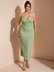 SHEIN BAE Nowa Plus Size Letnia Sukienka Camisole Slip, Elegancka Na Wakacje, Koncerty, Festiwale Muzyczne