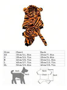 老虎服装宠物衣服毛绒羊毛四腿设计保暖冬季服装小型中大型犬猫服装背带万圣节圣诞节拍照 - 黃色 - 查看 2