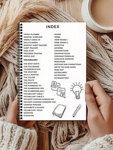 SHEIN 1 件 47 页成人语言学习计划本 - 词汇和语法整理器，包含每周/每月日志、语法检查表、思维导图、写作提示和颜色编码标签 - 全面的语言习得笔记本，用于有效的学习习惯和进度跟踪，语言学习工具 | 引人入胜的设计 | 优质纸质材料，语言学习笔记本