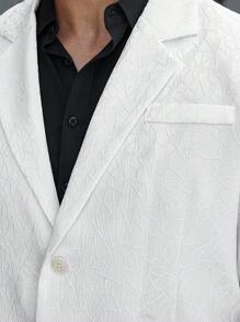 Calvornis Plus Size Men's Solid Color Jacquard Lapel Collar Business Suit Jacket - White - View 2