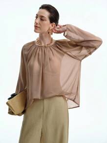 Aalyst Casual Fashion Versatile Long Sleeve Loose Solid Color Women Shirt Fall Cloth For Women