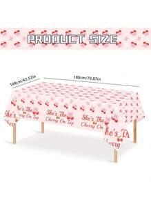 SHEIN 1 pieza de mantel con lazo de color rosa y cereza, decoración de cumpleaños en degradado rosa, mantel desechable con lazo, adecuado para fiestas de cumpleaños, bautizos, bodas y manteles de novia - Multicolor - Ver 3