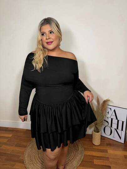 magalhaesca Vestido mini plisado con escote asimétrico en pendiente, de punto, adecuado para atuendo de vacaciones, talla grande