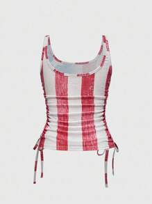 ROMWE Avant Summer Fashion Distressed American Flag Halter Tank Top