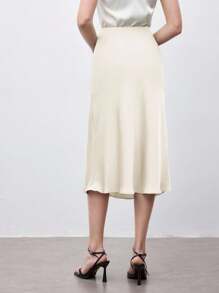 BizChic Cream-Colored Mermaid Hem A-Line Skirt For Women,White,Summer,Elegent,Party,Modern Urban Commute 90s Retro Style,Wedding Guest,Holiday,Dates - Apricot - View 6