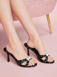CUCCOO DOLLMOD 8.8cm High Heel Round Toe Polka Dot Fashionable Cute Sandals For Women - Black and White - View 3