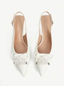 CUCCOO CHICEST Women's Pointed Toe Flats With 3D Bow Decor, Mesh Fabric, Elegant And Charming, Vintage Classic Black Lace Mesh Backless High Heel Pumps, Suitable For Date, Afternoon Tea, Romantic Party, Valentine's Day, Commute