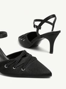 CUCCOO CHICEST Women's Pointed Toe Low Heel New Style Imitation Pearl Flower Decor Closed Toe High Heel Pumps - Black - View 11