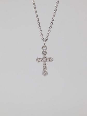 1 Stück Gothic Kreuz Strass Dekor Luxus Anhänger Halskette, Geschenk für Feiertage, Halloween