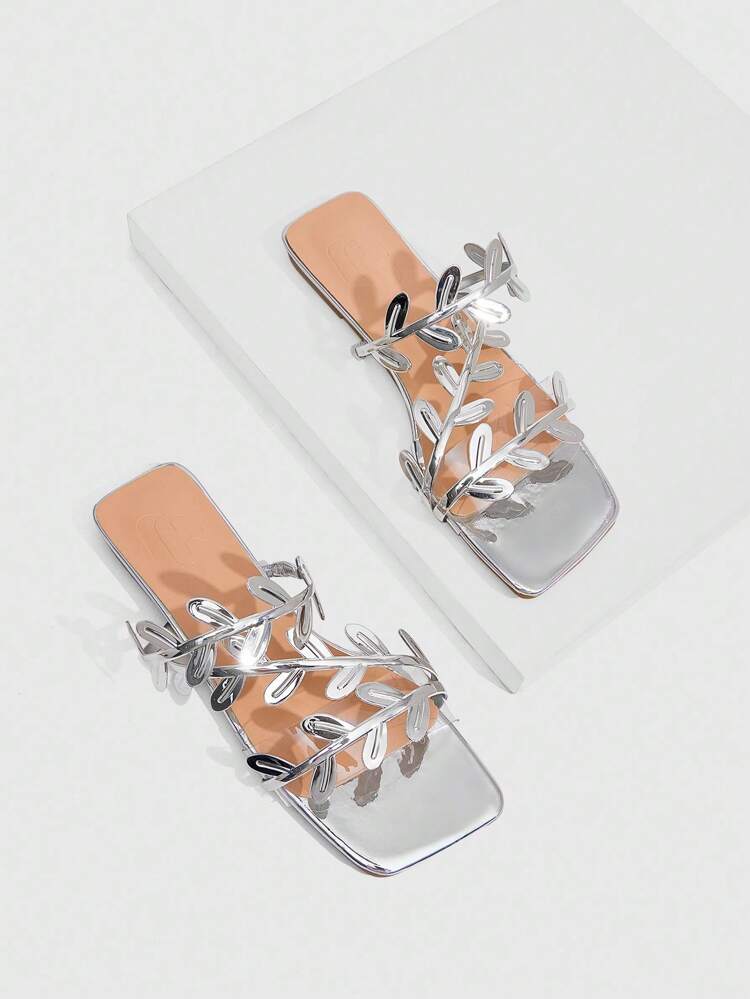 CUCCOO SZL Women's Fashionable Silver Flat Sandals