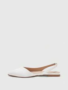 CUCCOO BIZCHIC Women's Fashion Pointed Toe Flat White Backless Slip-On Shoes, Minimalist Design, Versatile For Commuting And Daily Wear For Christmas - White - View 9