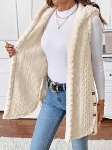 EMERY ROSE Damen Lässig modische vielseitige warme ärmelloser Kapuzenjacke