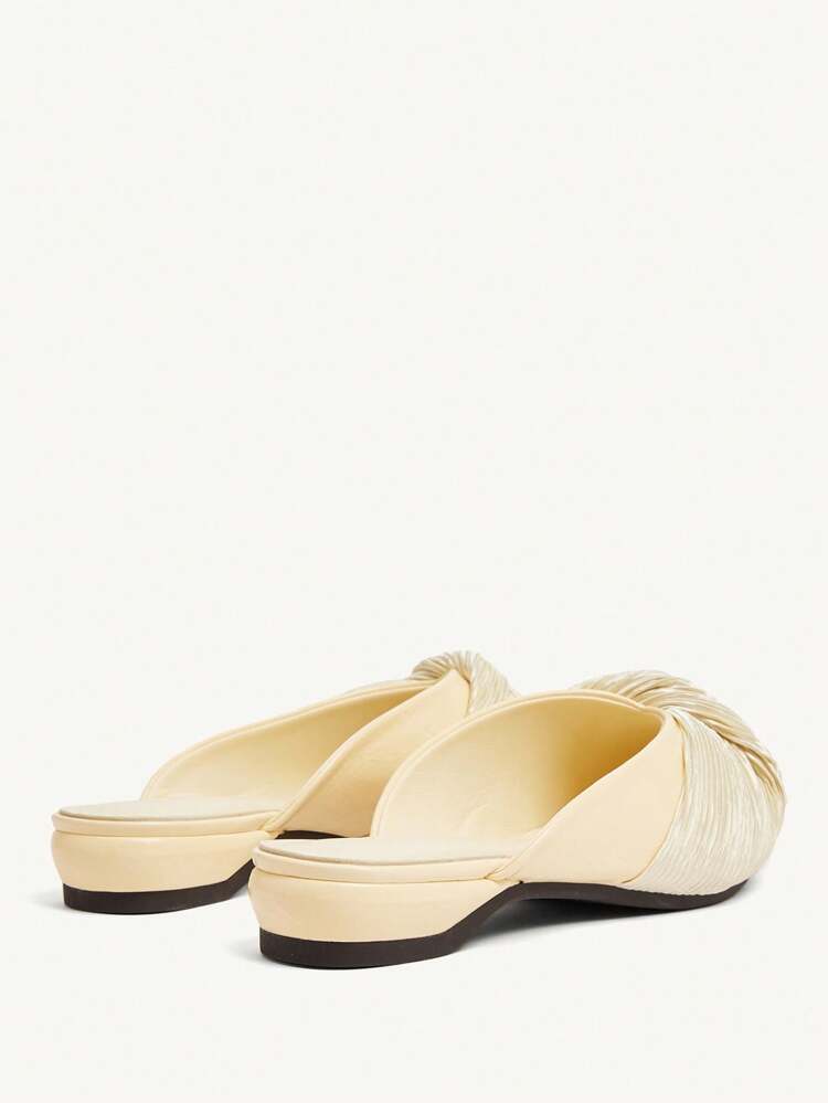 CUCCOO CHICEST Women's Yellow Bow Slip-On Mule Sandals, Chunky Heel Backless Slides, Versatile Spring/Summer Dress Shoes