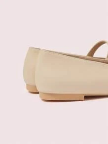 CUCCOO DOLLMOD Women's Fashion Color Block Almond Toe Faux Pearl Decor Mary Jane Ballet Flats, Comfortable For Commuting, Party, Shopping, Vacation For Christmas Spring Shoes - Apricot - View 7