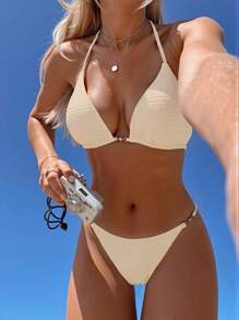 Swim Mod 女士纯色挂脖比基尼套装