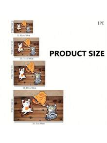 SHEIN 1pc Cat Climbing Wall Print Pet Feeding Mat, Easy To Clean Pet Bowl Mat, Dog Cat Cage Pad,Suitable For All Seasons - Multicolor - View 2